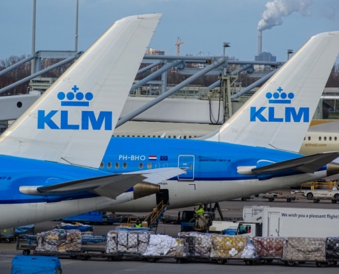 Самолеты KLM в аэропорту Амстердама Схипхол