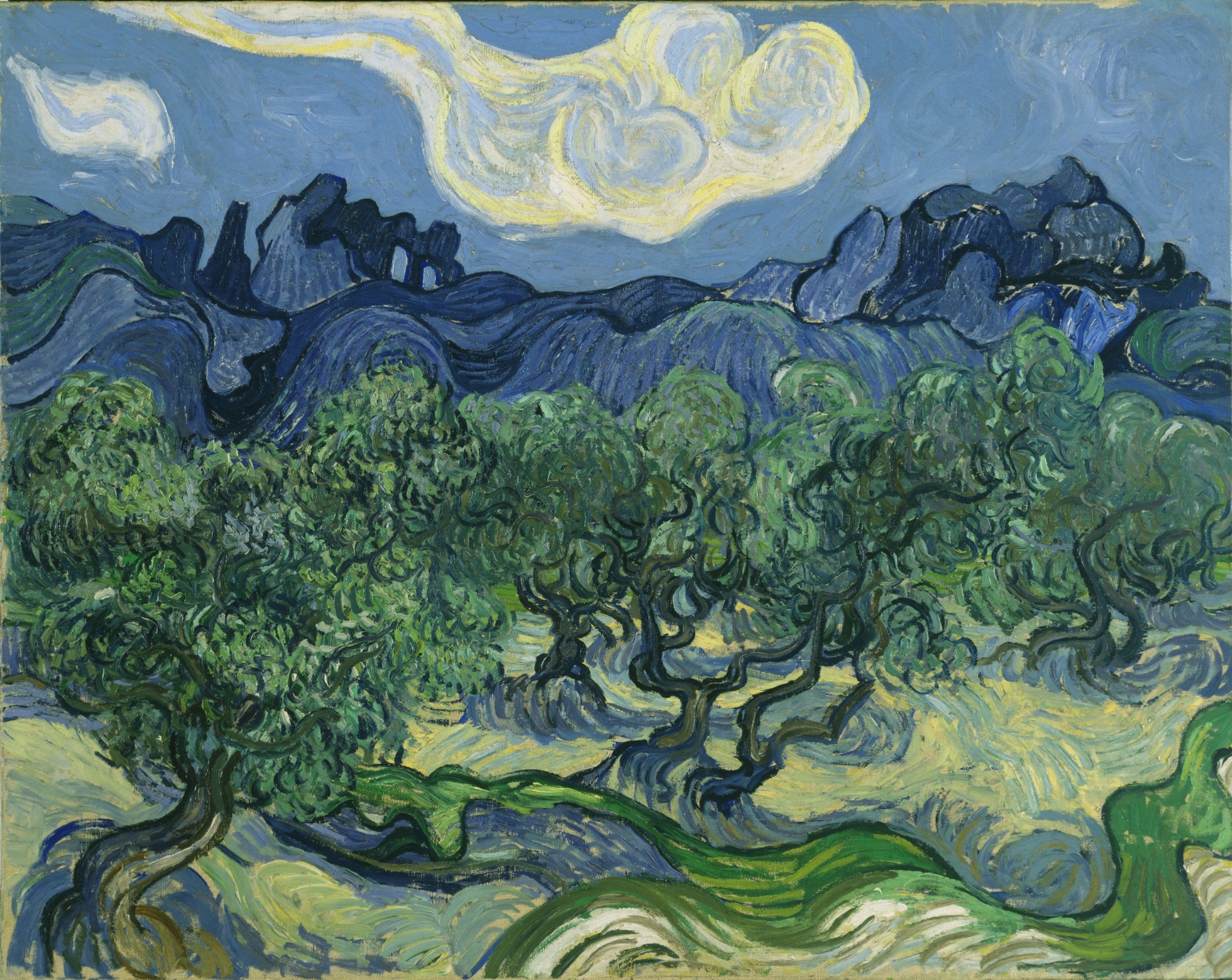 «Оливковые деревья с Альпами на заднем плане» ван Гога
